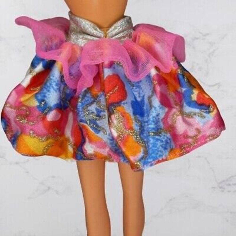 vtg 1989 Mattel Barbie #9584 Flight Time Skirt Pink Gold Ruffle Night Date Pilot